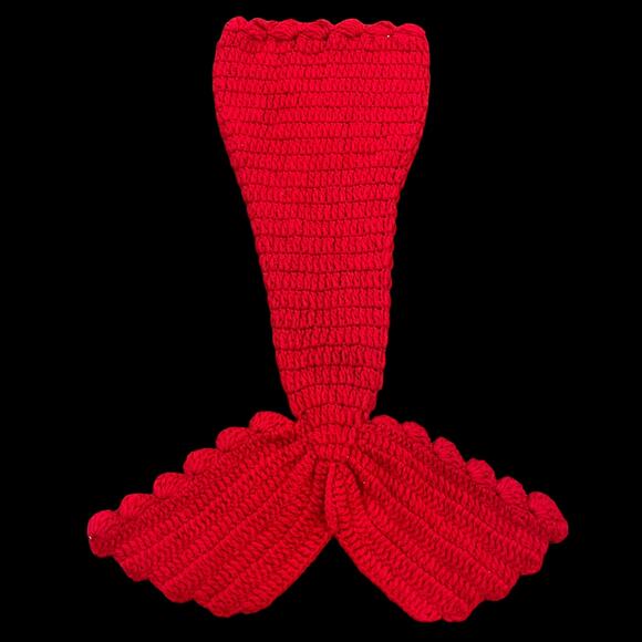 Hand Knit Pearl Mermaid Tail Infant Swaddle Blanket Wrap Photo Infant Layette - Picture 4 of 5